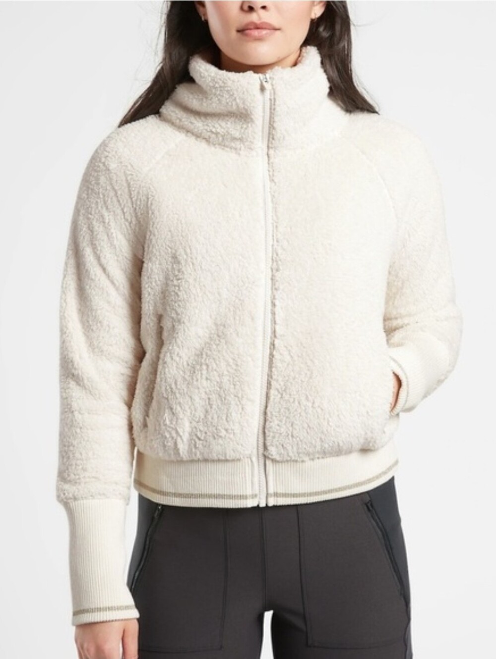 Athleta Tugga Sherpa Jacket Natural Multi Size Large